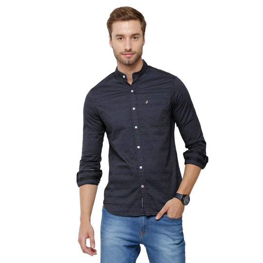 Grey Stripes Casual Shirt Slim Fit
