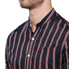 Double Two Men Slim Fit Stripes Mandarin collar Casual shirt  133