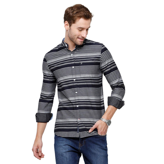 Grey Stripes Casual Shirt Slim Fit