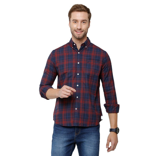 Red Checks Casual Shirt Slim Fit
