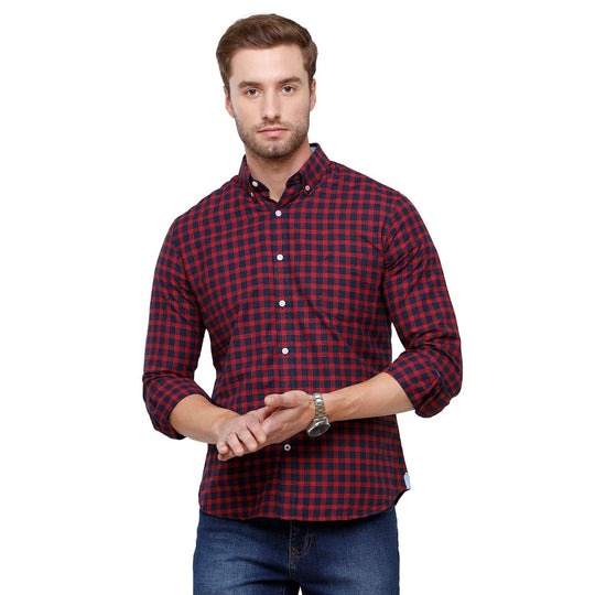 Red Checks Casual Shirt Slim Fit
