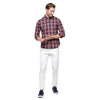 Double two Men Checks Multi Button down collar Long Sleeves 100% Cotton Slim Fit Casual shirt