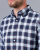 Load image into Gallery viewer, Double two Men Checks Blue Button down collar Long Sleeves 100% Cotton Slim Fit Casual shirt