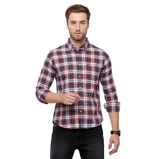 Red Checks Casual Shirt Slim Fit