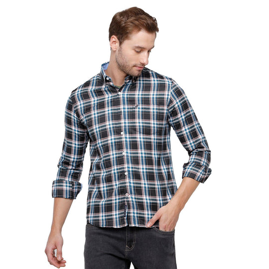 Green Checks Casual Shirt Slim Fit