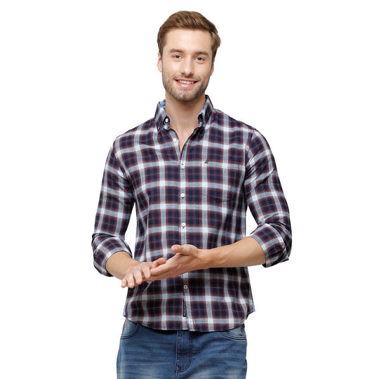 Maroon Checks Casual Shirt Slim Fit