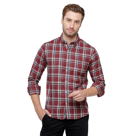 Red Checks Casual Shirt Slim Fit