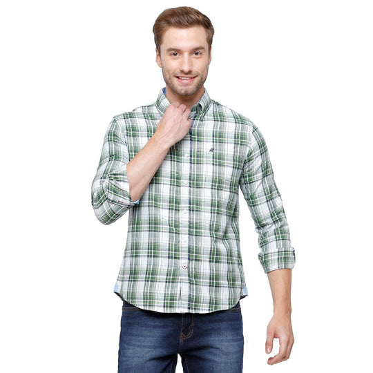 Green Checks Casual Shirt Slim Fit