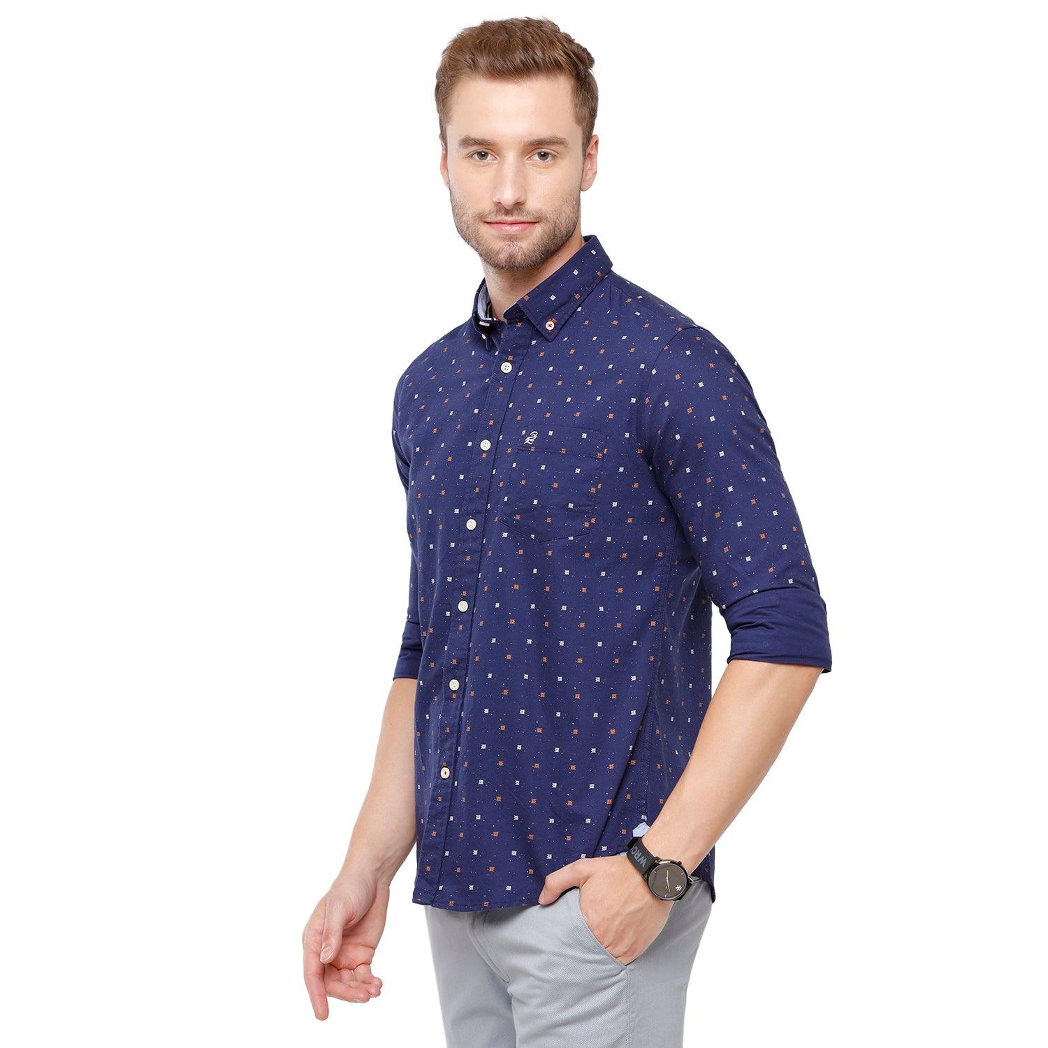 Double Two Men Slim Fit Printed Button down collar Casual shirt  85