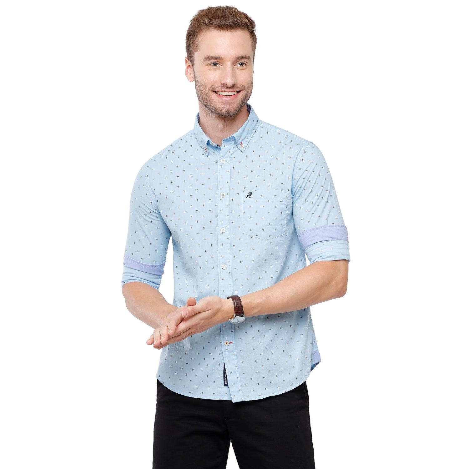 Double Two Men Slim Fit Printed Button down collar Casual shirt  78
