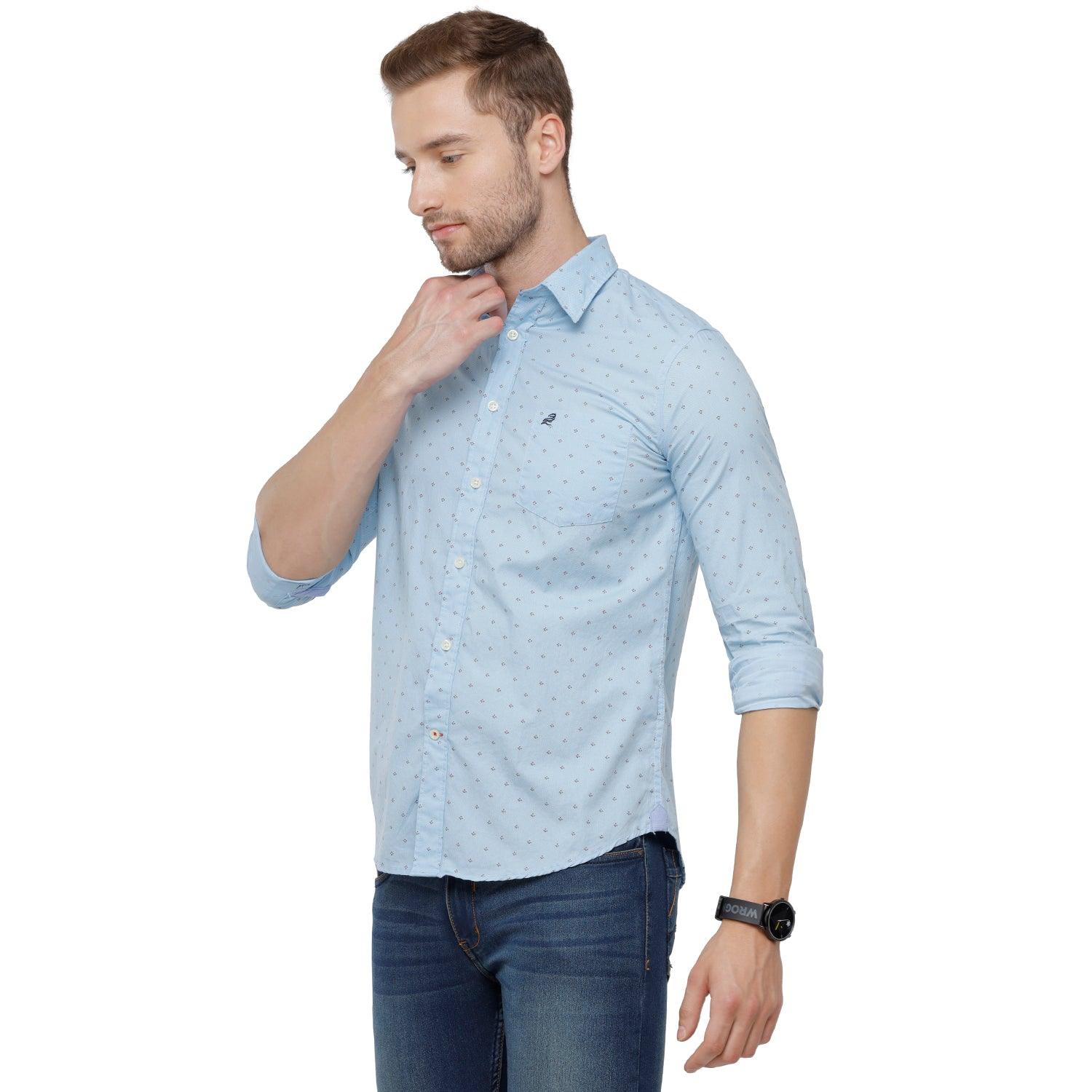 Double Two Men Slim Fit Printed Pointed Collar Casual shirt  77