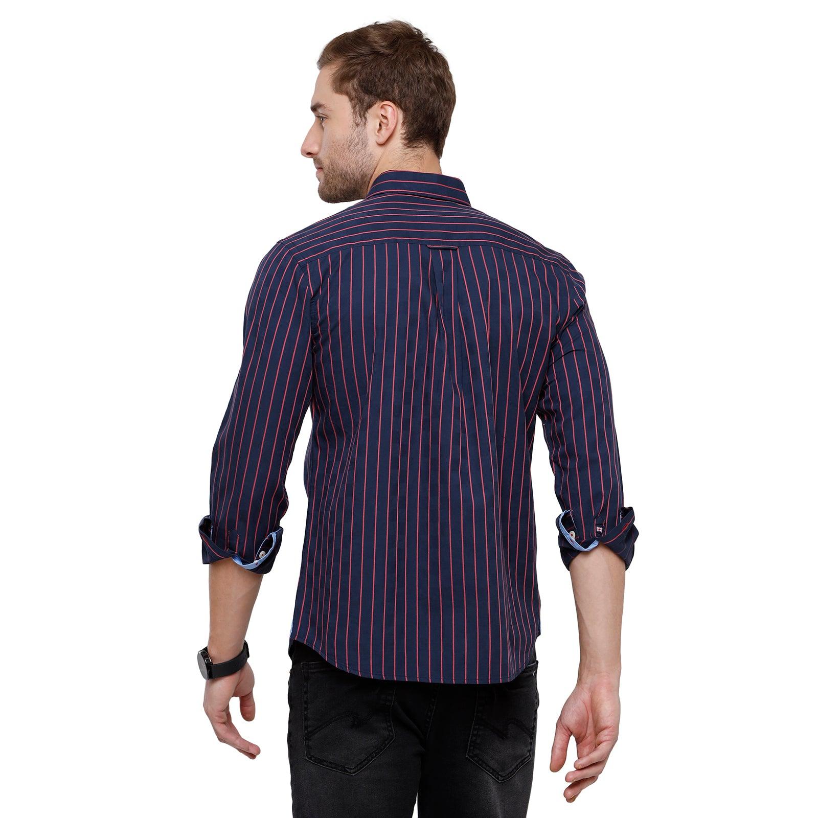 Double Two Men Slim Fit Stripes Button down collar Casual shirt  74