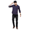 Double two Men Stripes Navy blue Button down collar Long Sleeves 100% Cotton Slim Fit Casual shirt