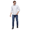 Double two Men Stripes White Button down collar Long Sleeves 100% Cotton Slim Fit Casual shirt
