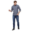 Double two Men Stripes Grey Pointed Collar Long Sleeves 100% Cotton Slim Fit Casual shirt