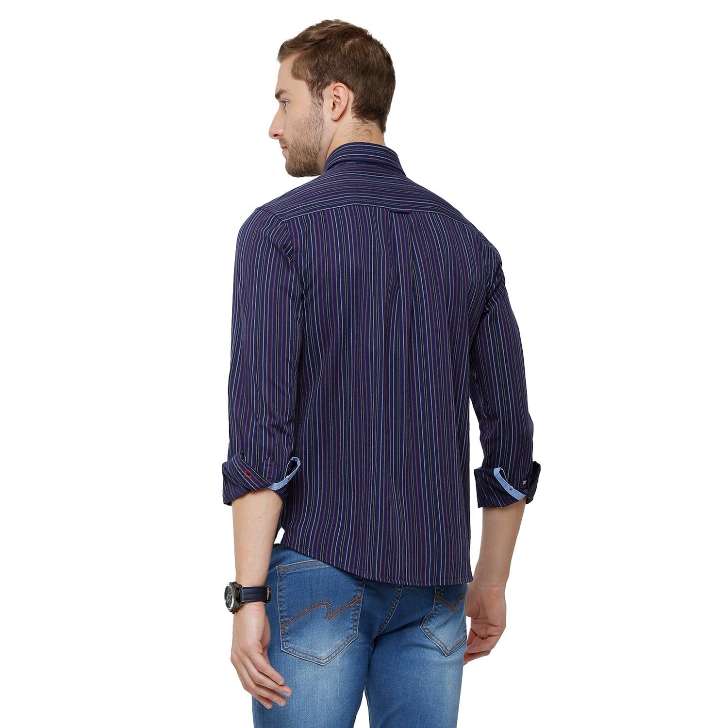 Double Two Men Slim Fit Stripes Button down collar Casual shirt  68
