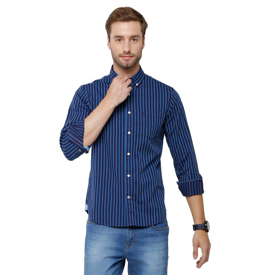 Wine Stripes Casual Shirt Slim Fit