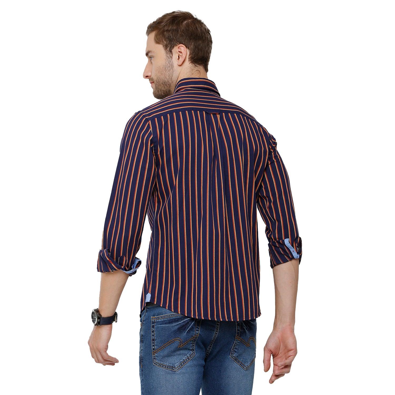 Double Two Men Slim Fit Stripes Button down collar Casual shirt  66