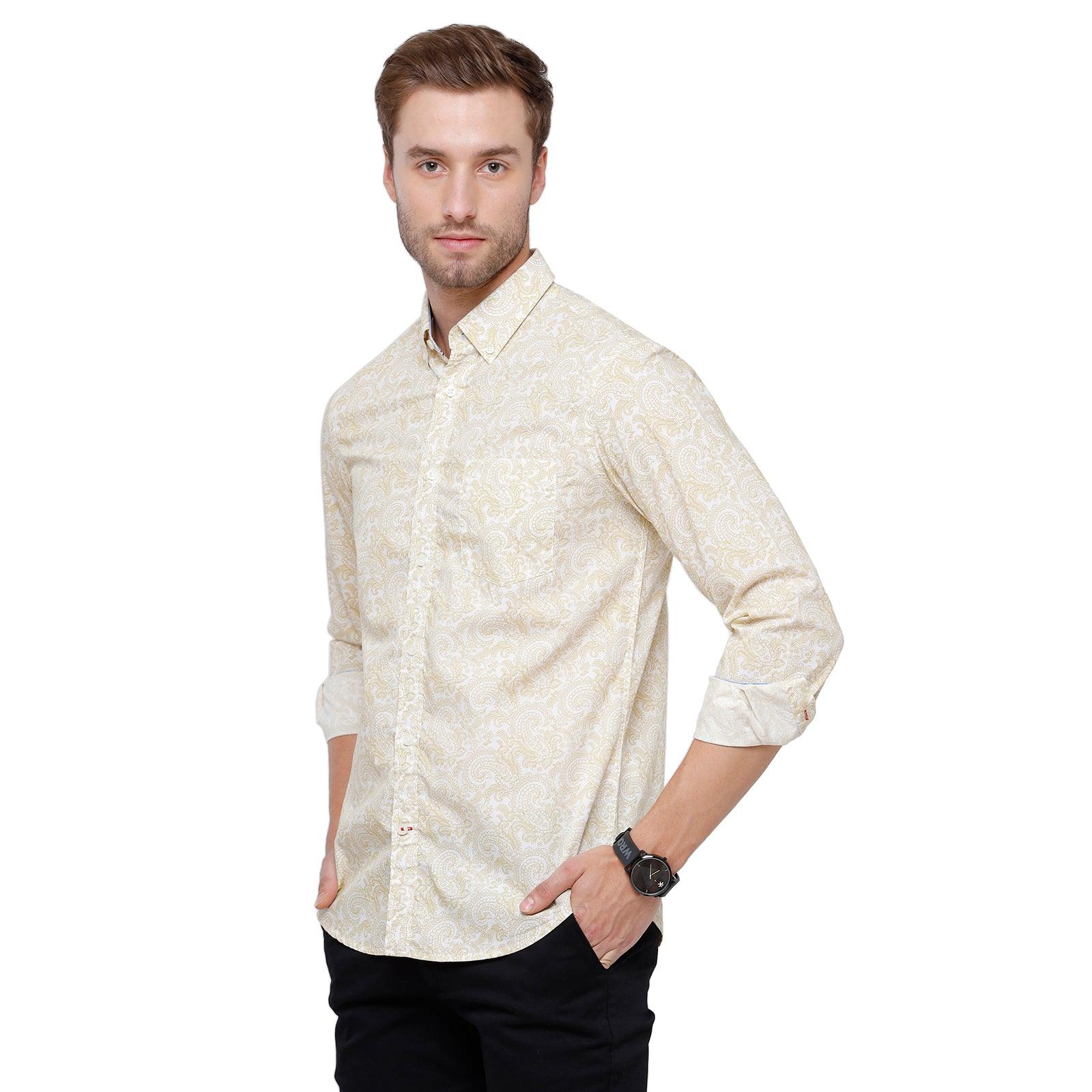 Double Two Men Slim Fit Printed Pointed Collar Casual shirt  62
