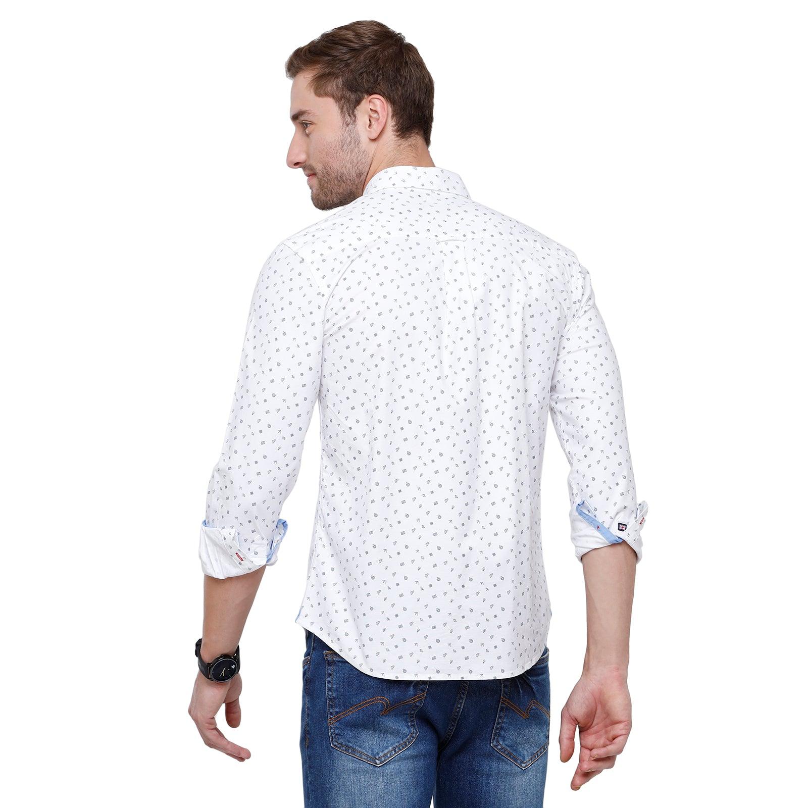 Double Two Men Slim Fit Printed Pointed Collar Casual shirt  61