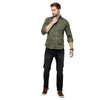 Load image into Gallery viewer, Double two Men Printed Olive Pointed Collar Long Sleeves 100% Cotton Slim Fit Casual shirt