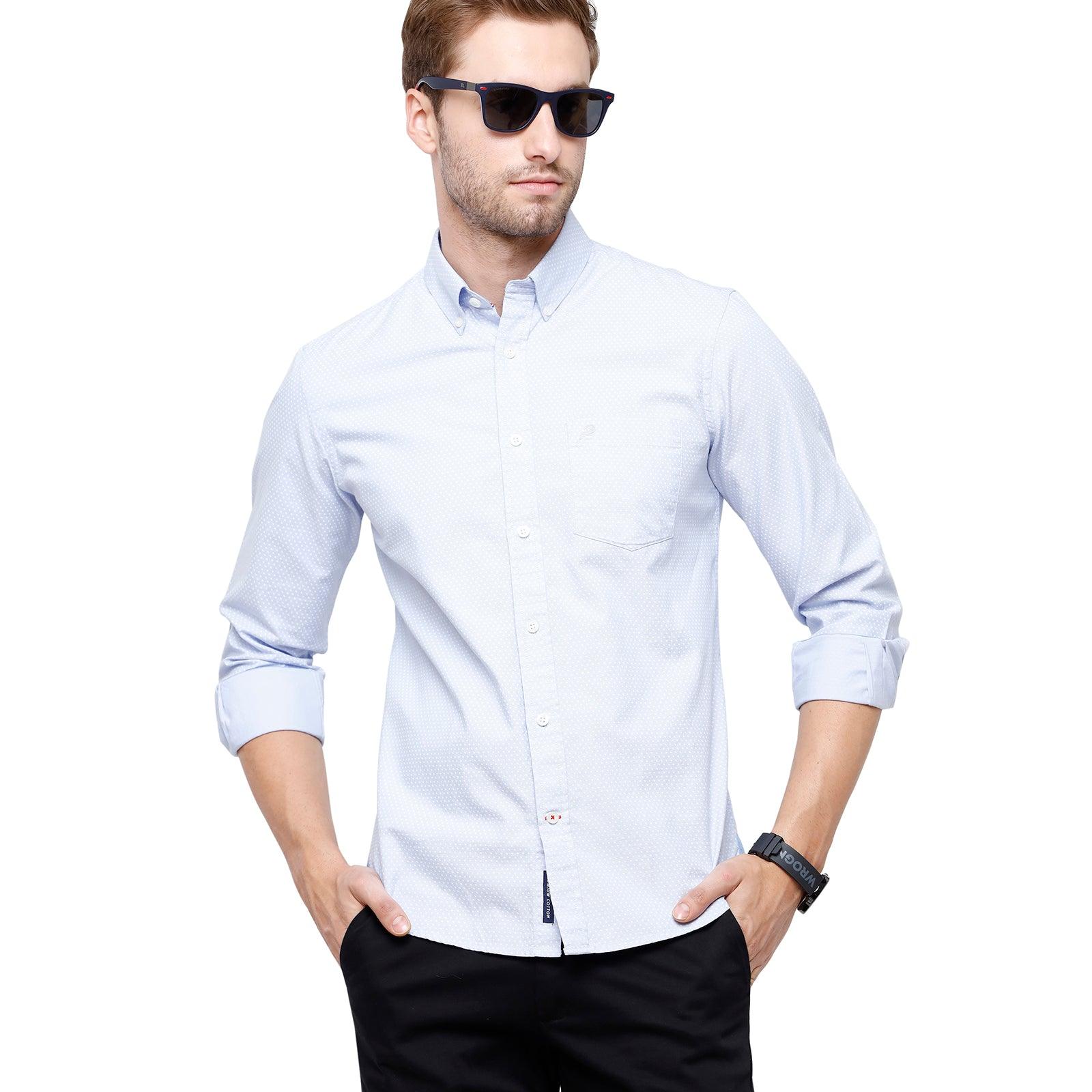 Double Two Men Slim Fit Printed Pointed Collar Casual shirt  58