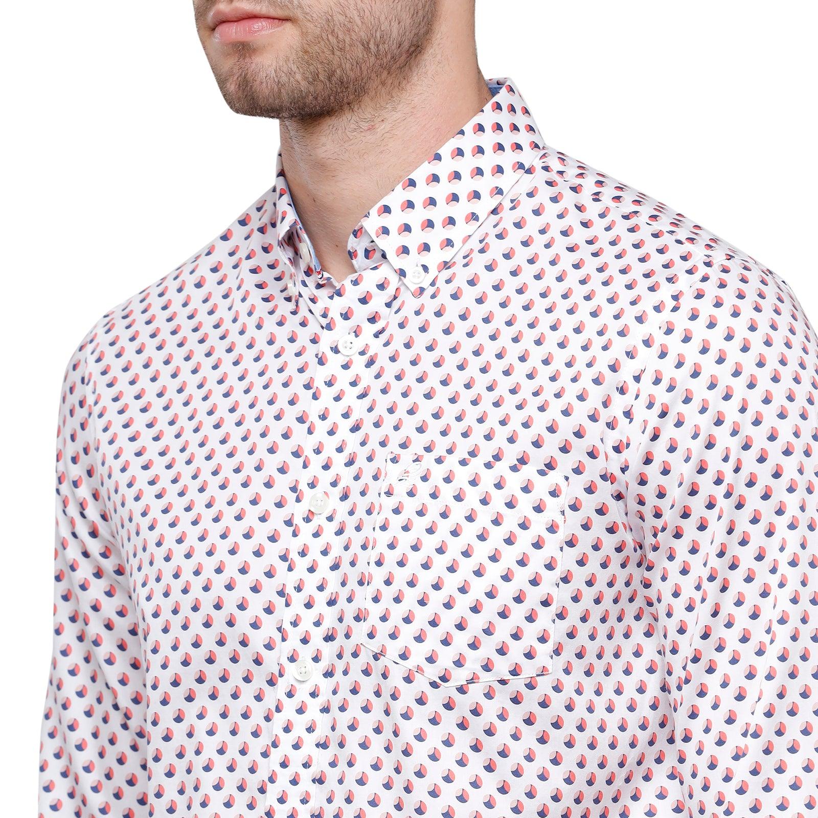 Double Two Men Slim Fit Printed Pointed Collar Casual shirt  57