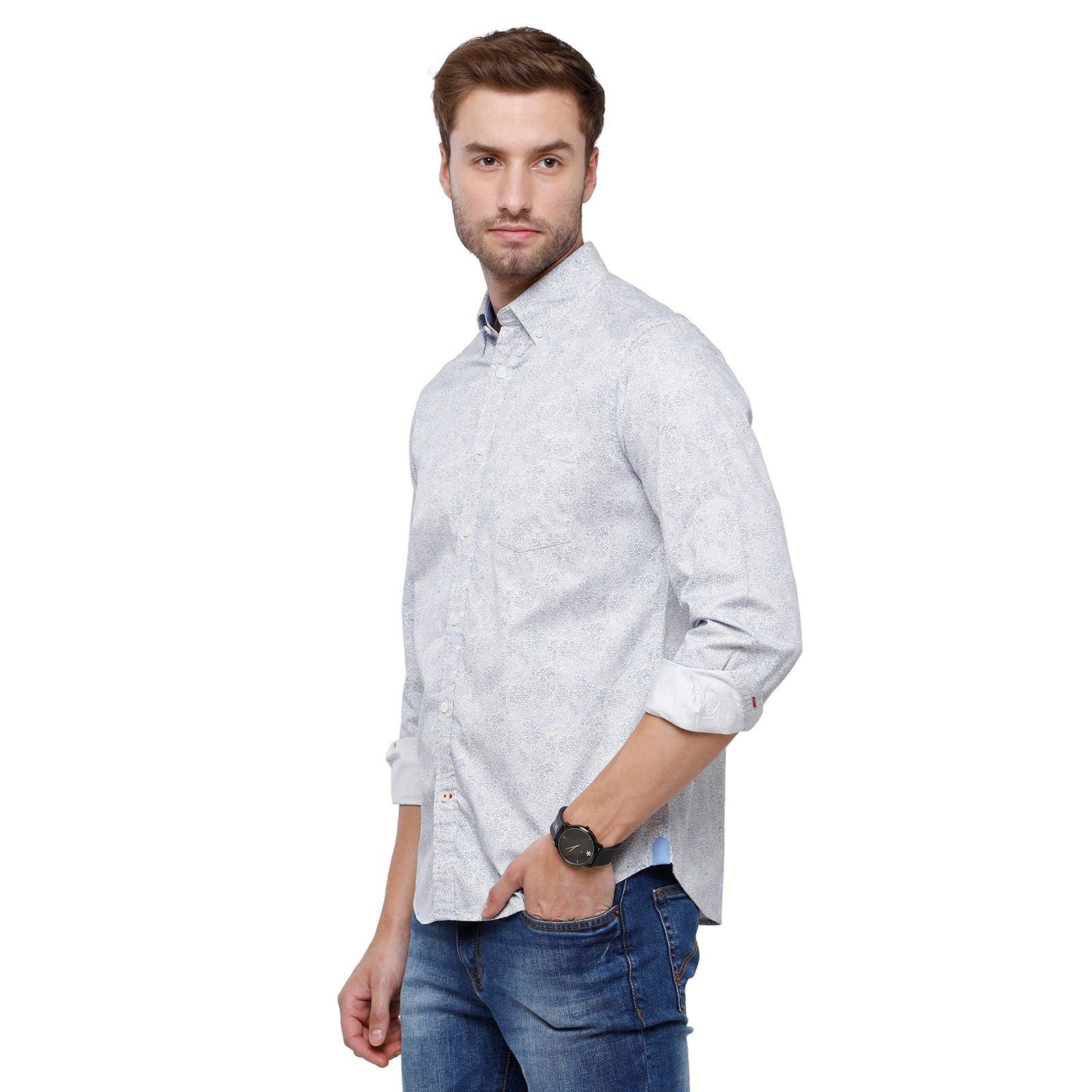 Double Two Men Slim Fit Printed Pointed Collar Casual shirt  56