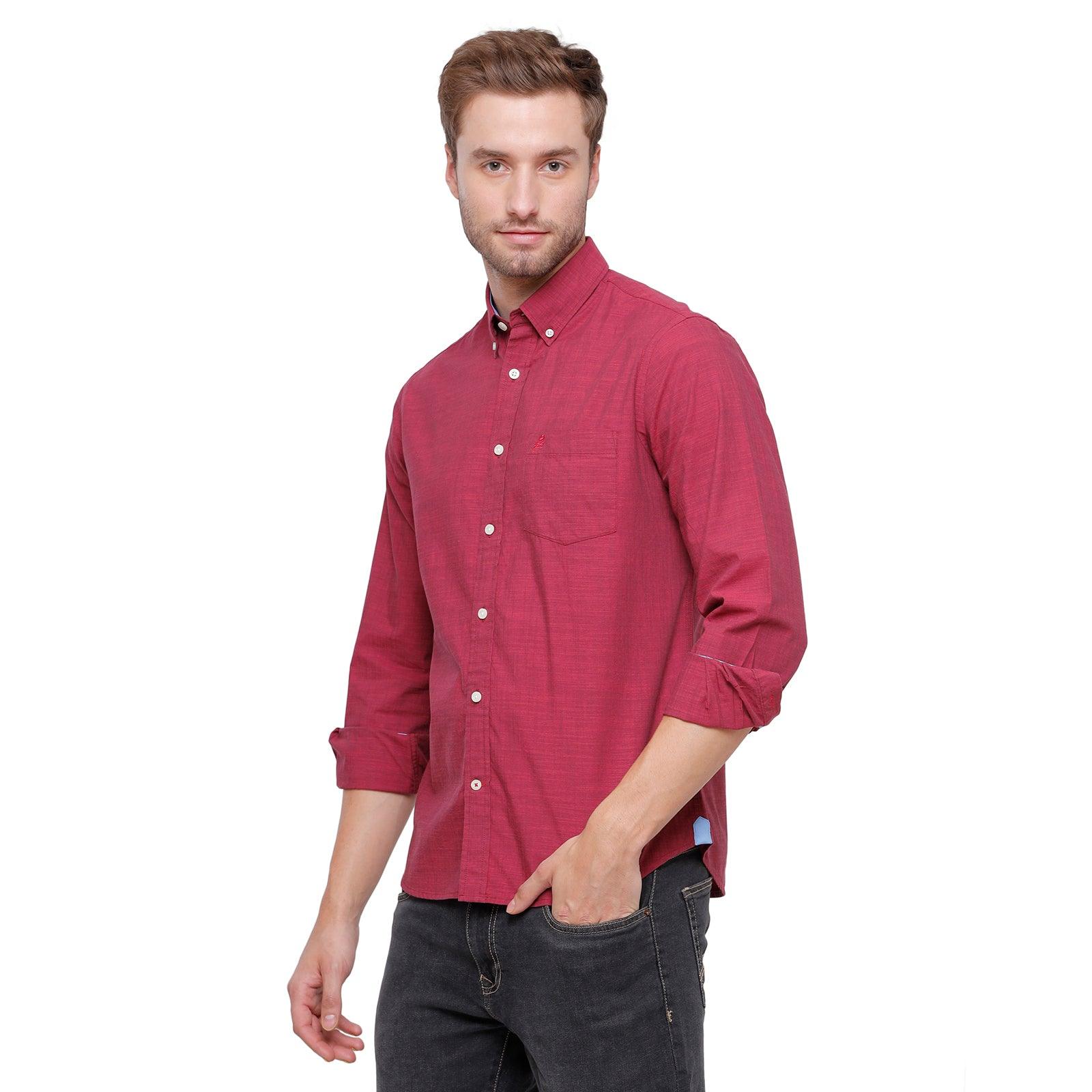 Double Two Men Slim Fit Solid Button down collar Casual shirt  54