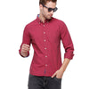 Double two Men Solid Bargandi Button down collar Long Sleeves 100% Cotton Slim Fit Casual shirt