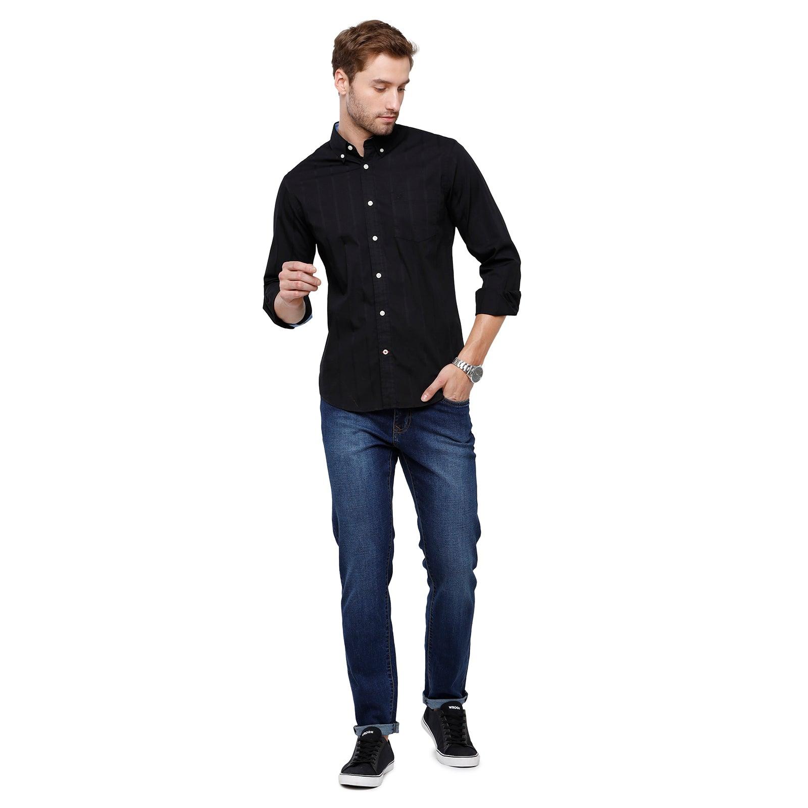 Double two Men Checks White Button down collar Long Sleeves 100% Cotton Slim Fit Casual shirt