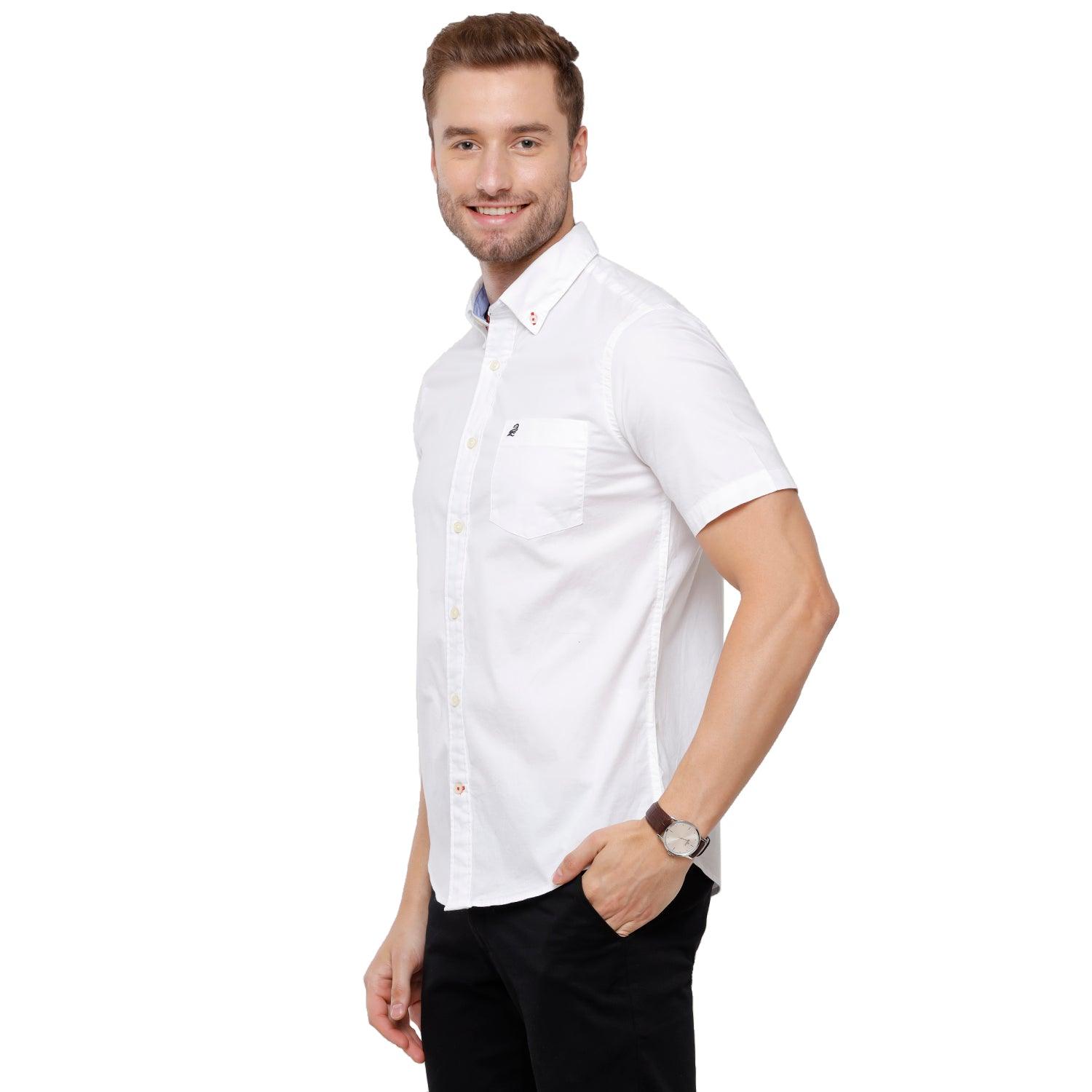 Double Two Men Slim Fit Solid Button down collar Casual shirt  47
