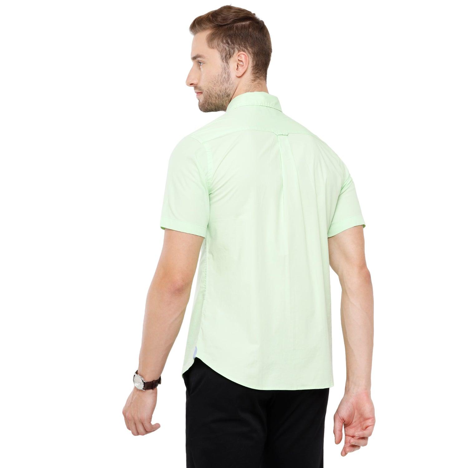 Green Solid Casual Shirt Slim Fit - Double Two