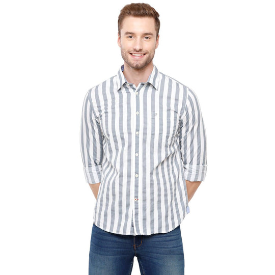White Stripes Casual Shirt Slim Fit