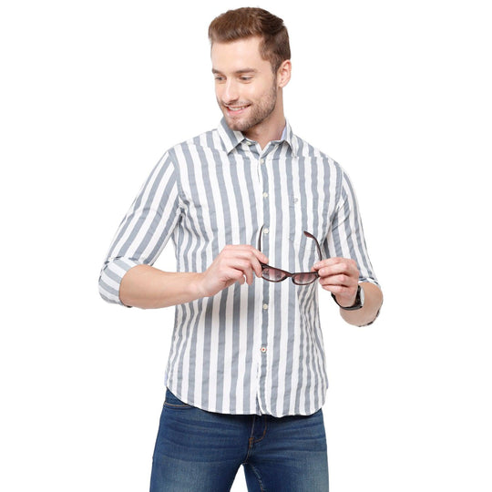 White Stripes Casual Shirt Slim Fit