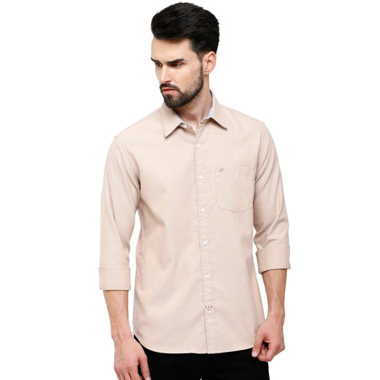 Orange Solid Casual Shirt Slim Fit