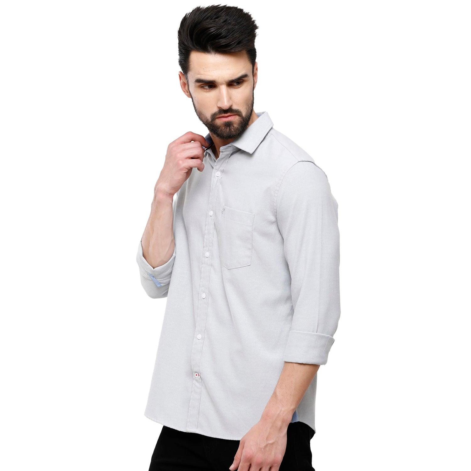 Double Two Men Slim Fit Solid Pointed Collar Casual shirt  39