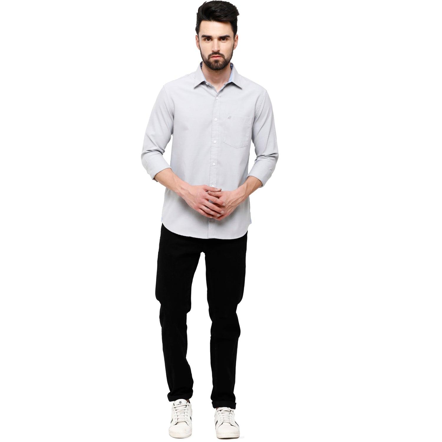 Double Two Men Slim Fit Solid Pointed Collar Casual shirt  39