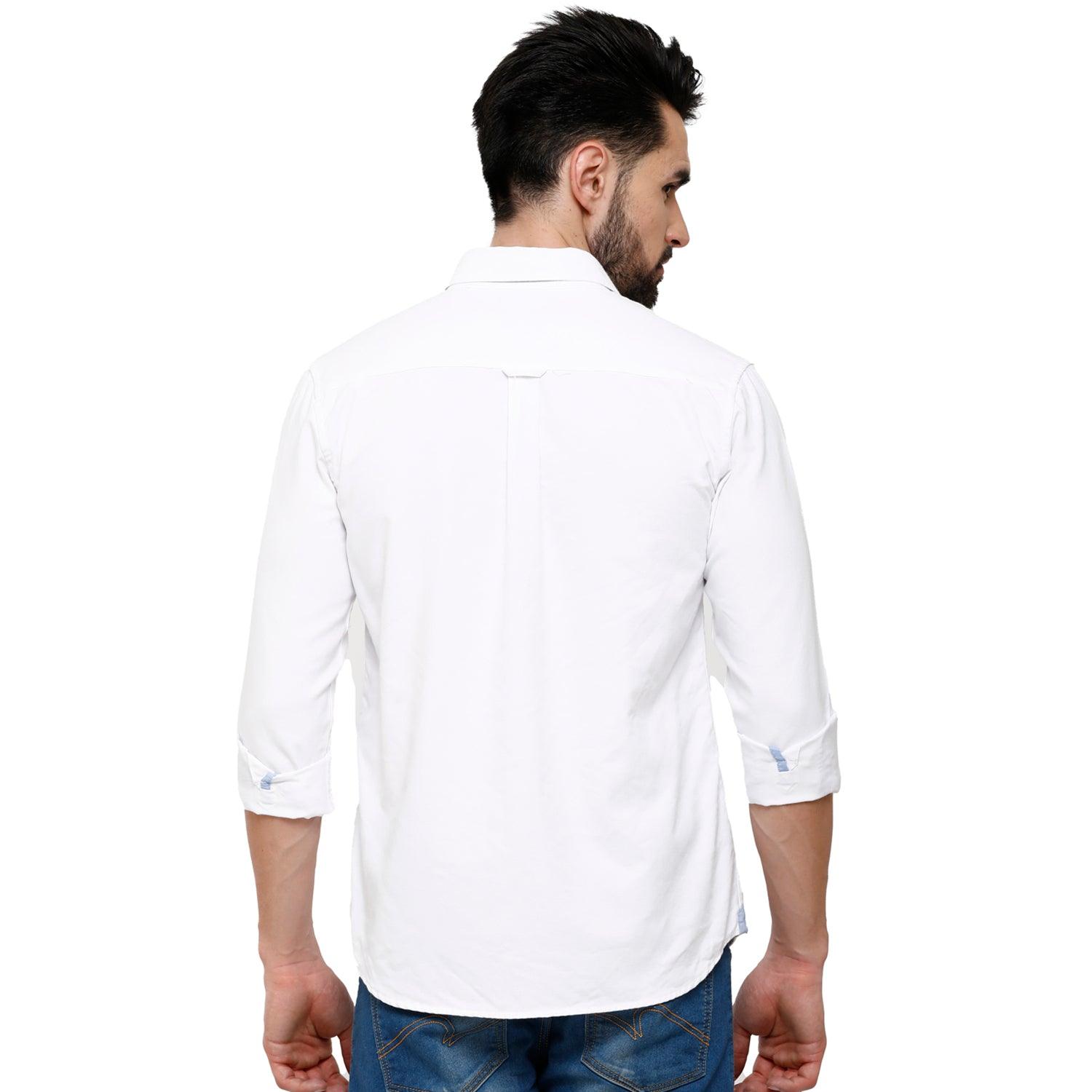 Double Two Men Slim Fit Solid Pointed Collar Casual shirt  38