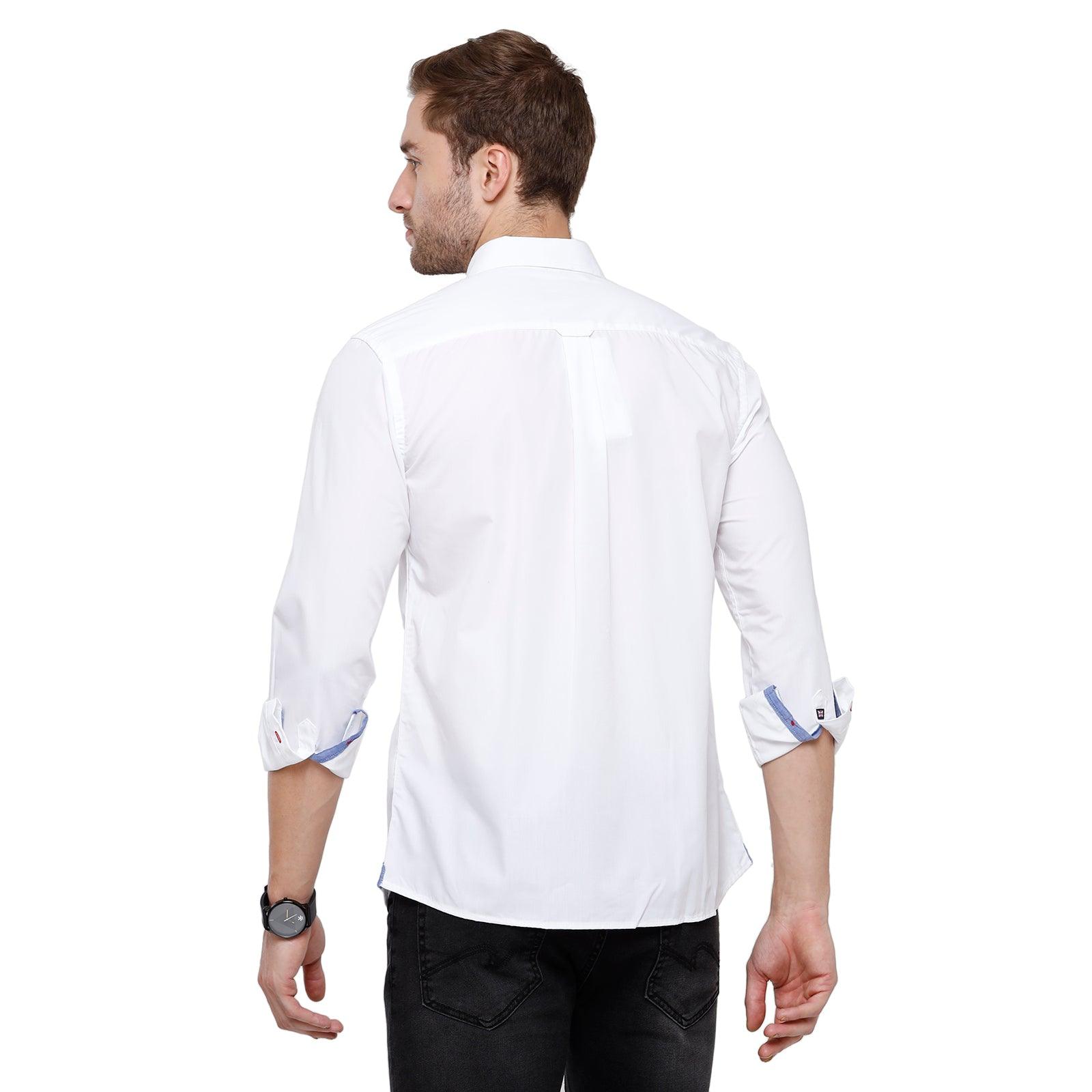 Double Two Men Slim Fit Solid Button down collar Casual shirt  35