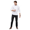 Double two Men Solid White Button down collar Long Sleeves 100% Cotton Slim Fit Casual shirt