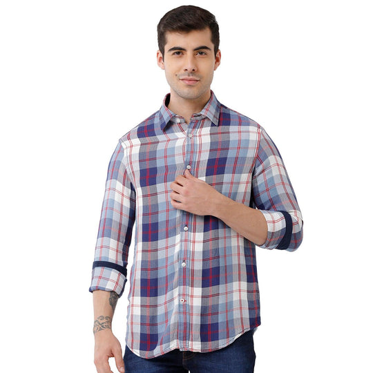 Blue Checks Casual Shirt Slim Fit