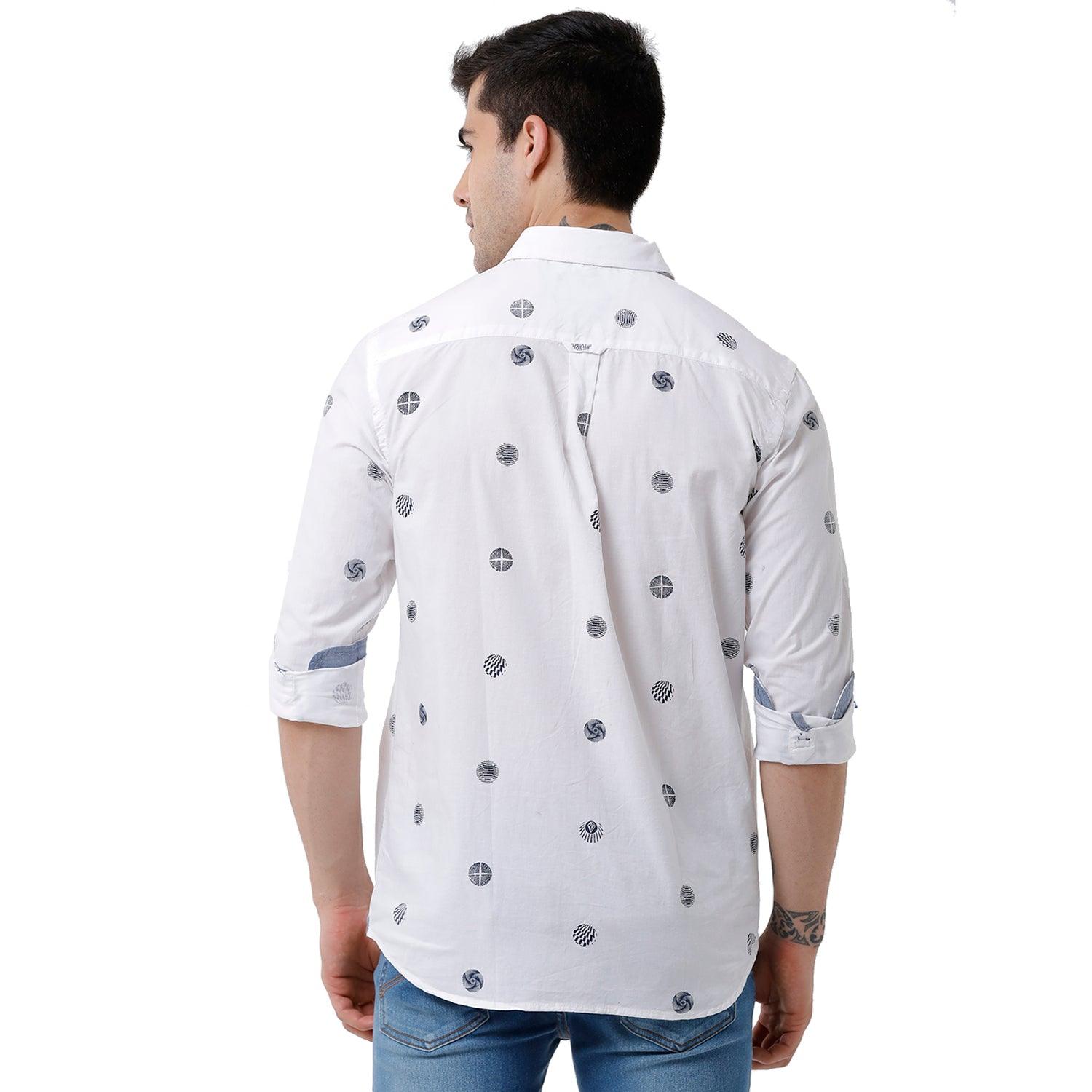 Double Two Men Slim Fit Printed Pointed Collar Casual shirt  29