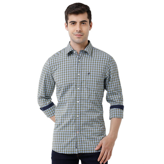 Blue Checks Casual Shirt Slim Fit