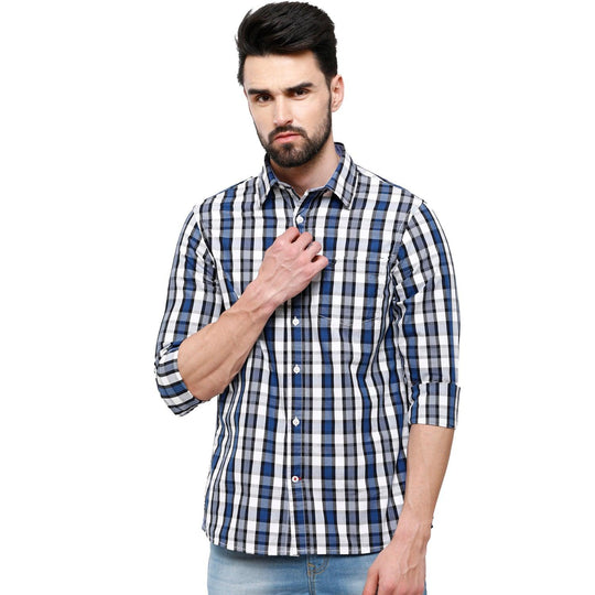 Blue Checks Casual Shirt Slim Fit