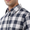 Double two Men Checks Black/Grey Pointed Collar Long Sleeves 100% Cotton Slim Fit Casual shirt