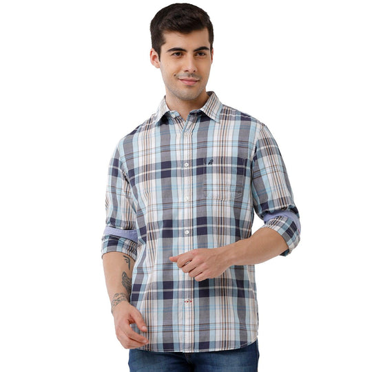 Blue Checks Casual Shirt Slim Fit