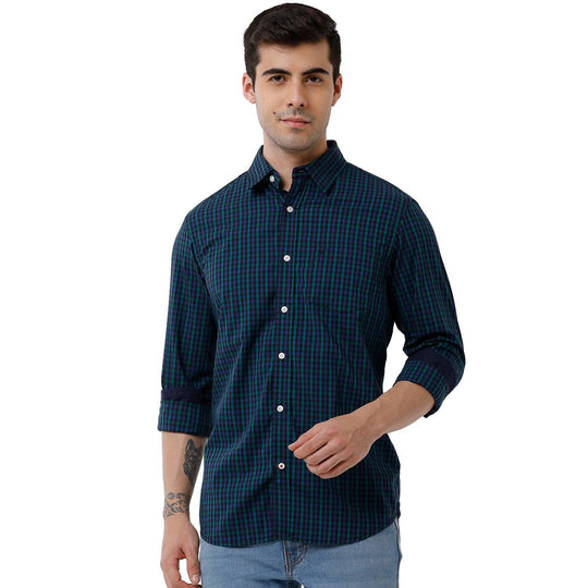 Grey Checks Casual Shirt Slim Fit