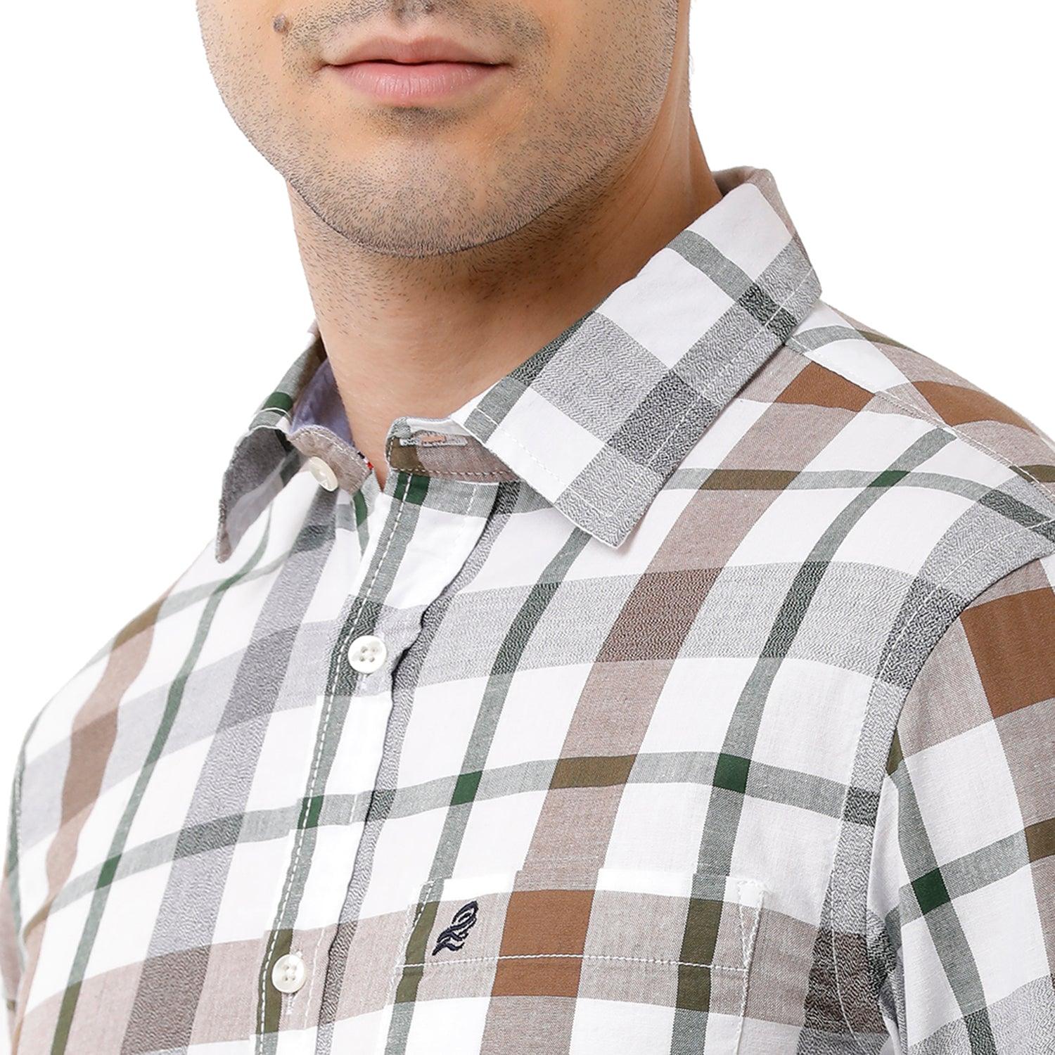 Green Checks Casual Shirt Slim Fit - Double Two