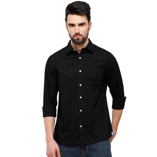 Black Checks Casual Shirt Slim Fit